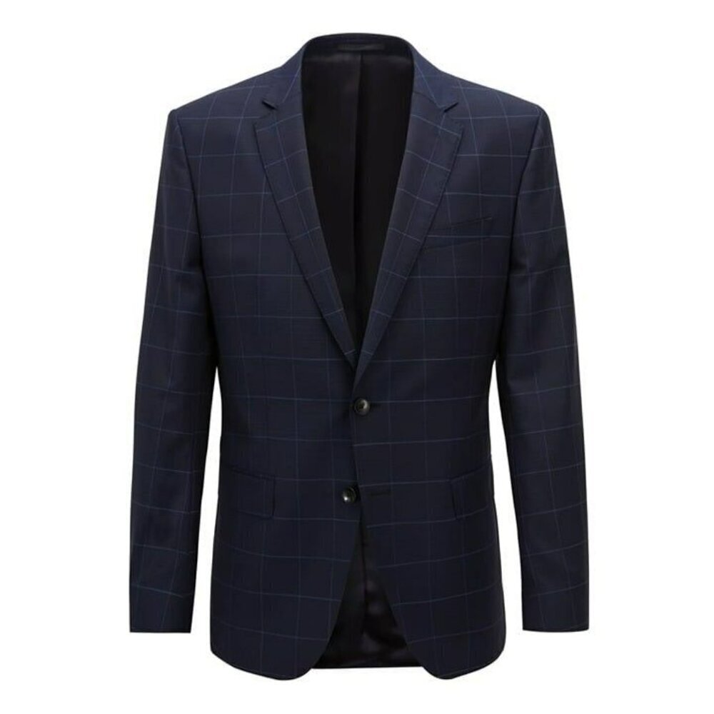 Hugo Boss Men's Dark Navy Windowpane Suit Jacket Size 34R (MSRP $445)